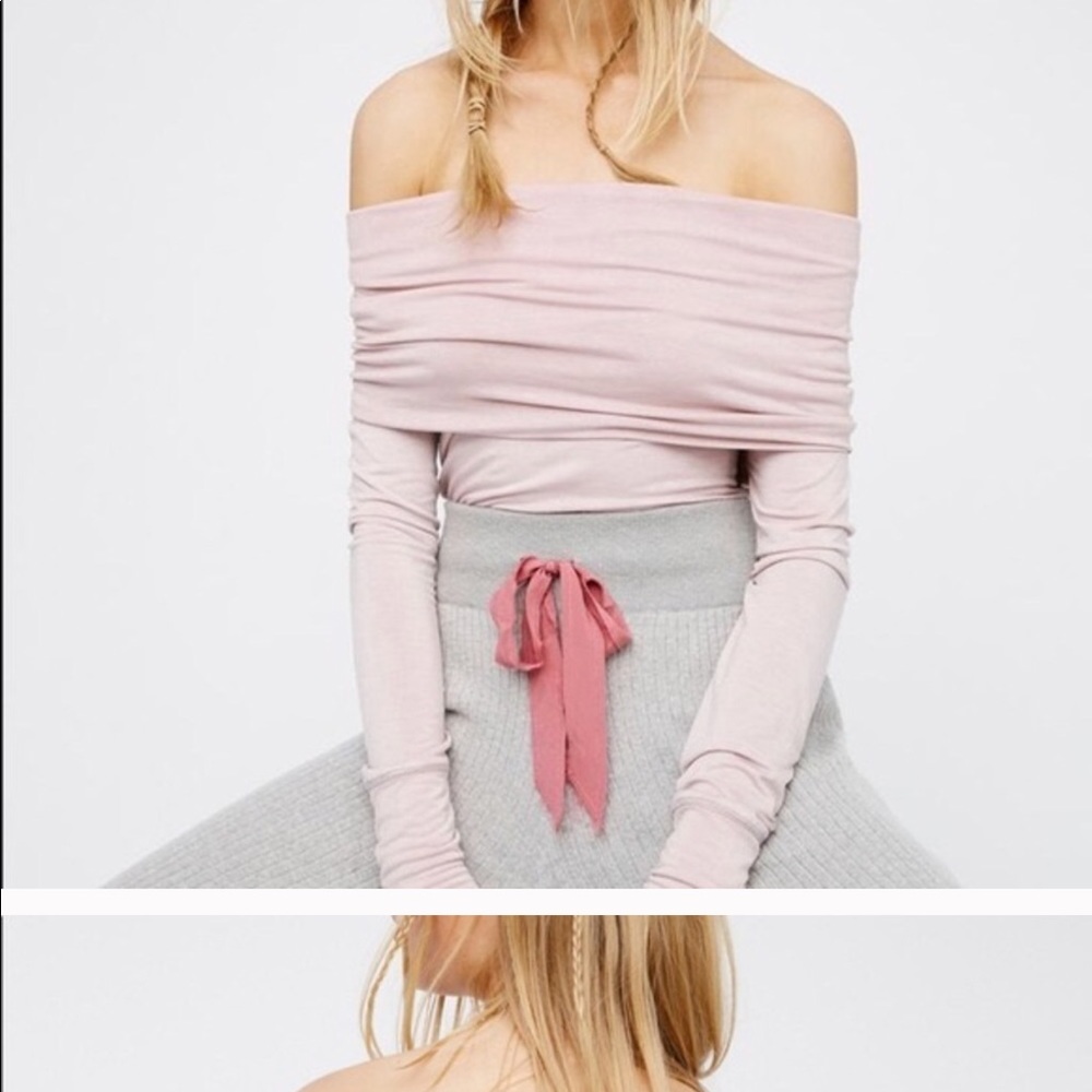 Free People Off The Shoulder Blush Pink Top